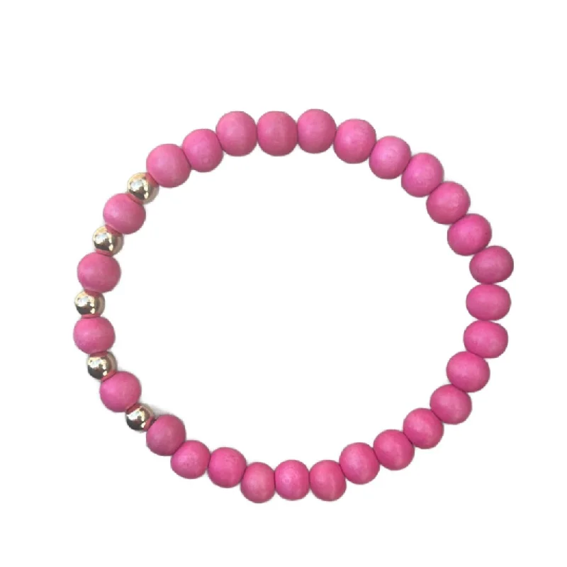 Kenley 14kt Gold Filled Bubblegum Pink Wood 6mm Bracelet