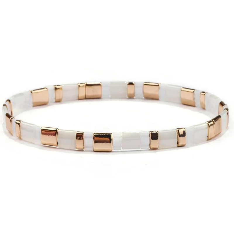 Madison White and Gold Tile Bracelet