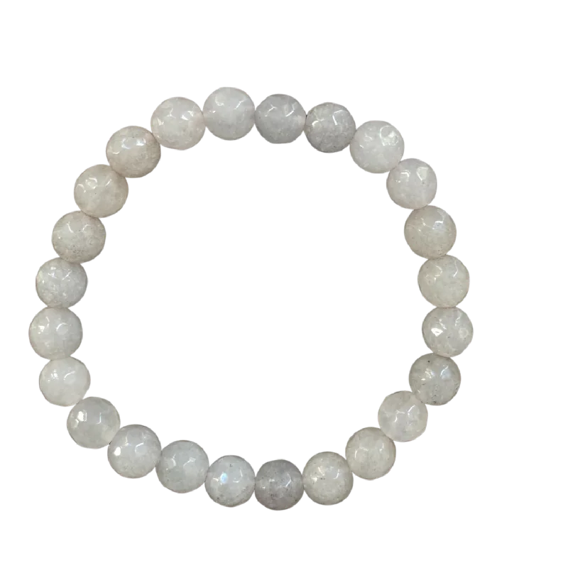 Light Dove Grey Faceted Jade 8mm Bracelet