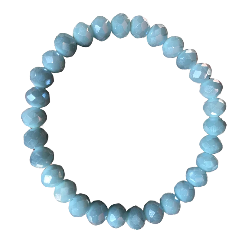 Ice Blue Faceted Rondelle 8mm Bracelet