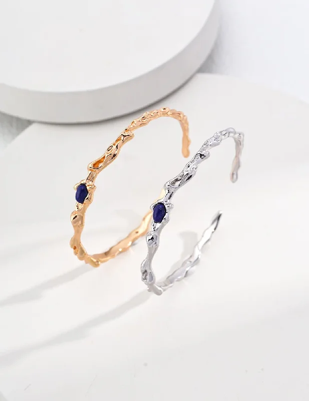 Irregular Lapis Twig-shaped Bangles Bracelets