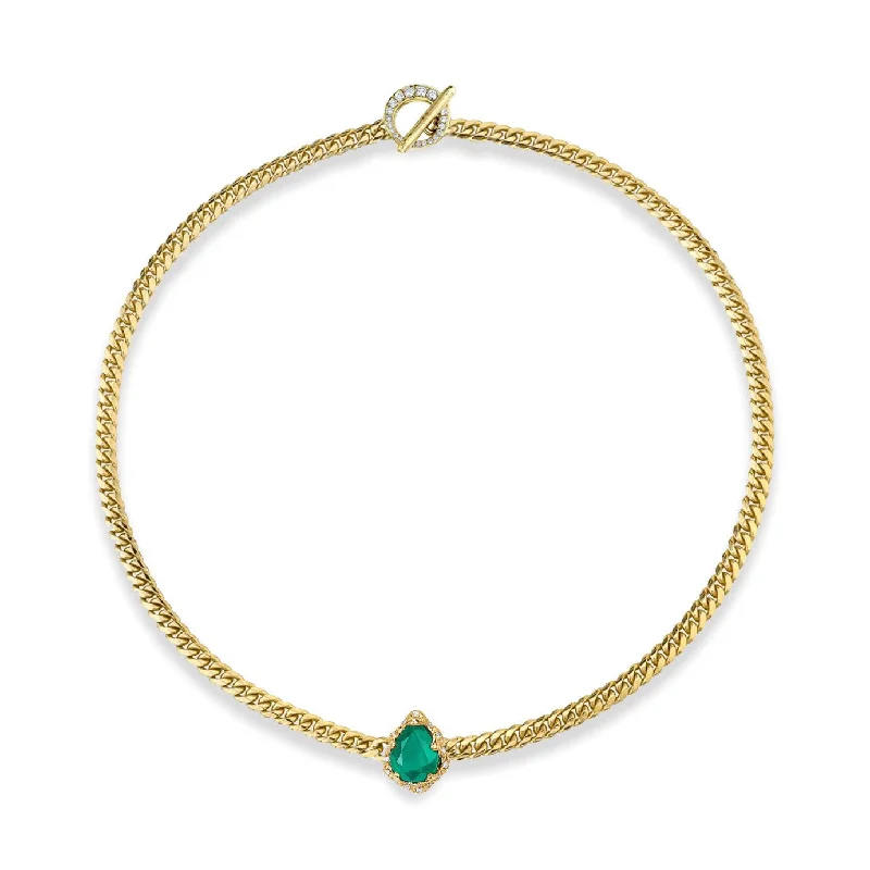 Reversible Baby Queen Emerald Water Drop Cuban Choker | Ready to Ship