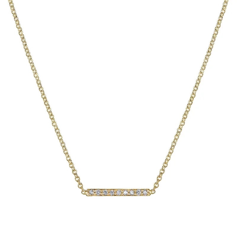 Pave Mini Straight Bar Necklace