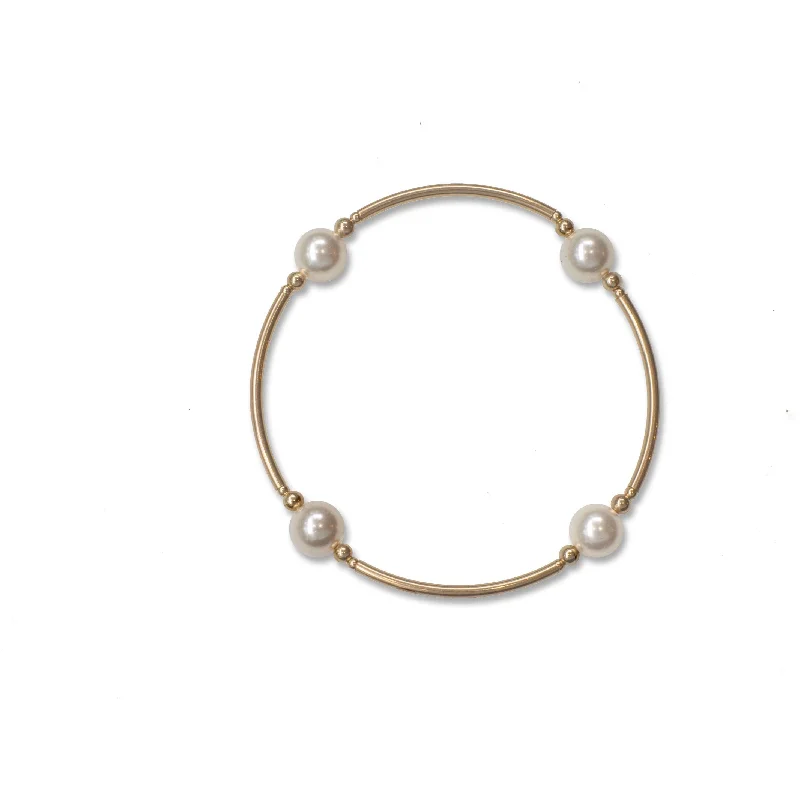 8mm White Blessing Bracelet with Gold Filled Tubes-Size Large