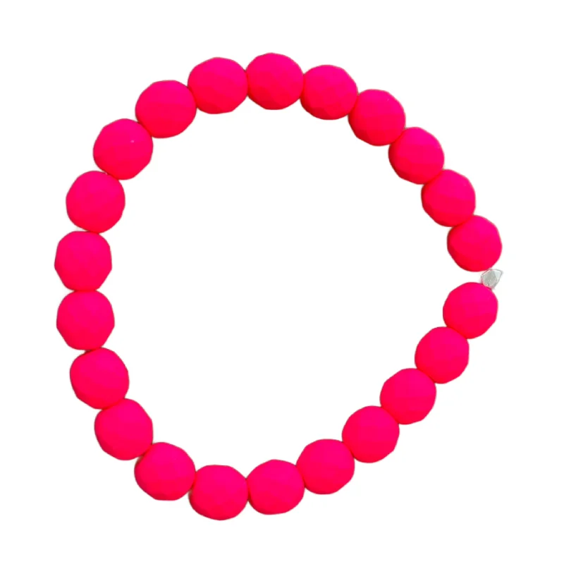 Matte Neon Pink Faceted 8mm Bracelet