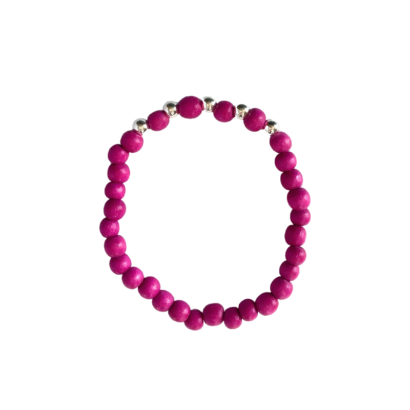 Kenley Sterling Silver Pink Twilight Wood 6mm Bracelet