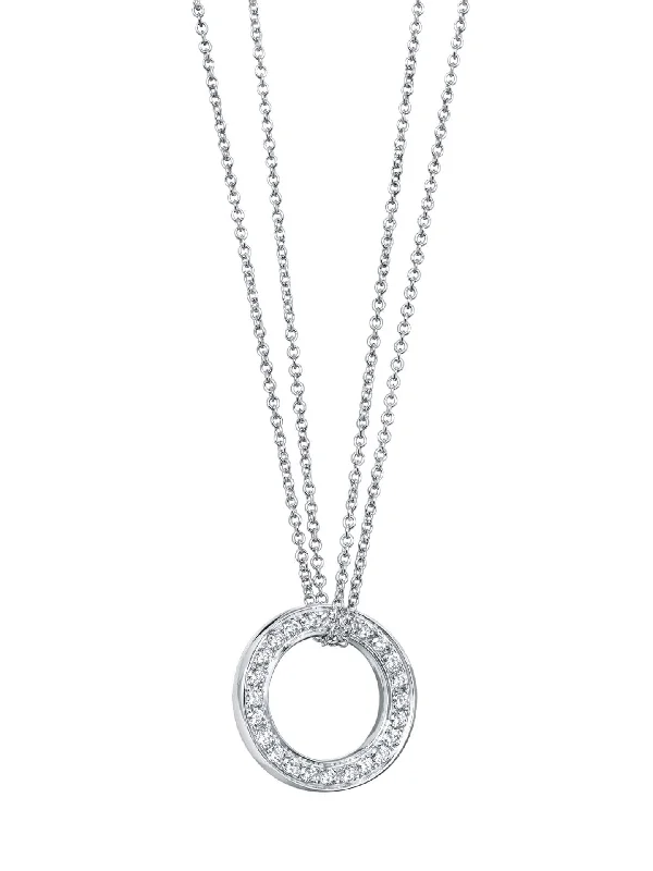 Roulette Large White Gold Diamond Pendant