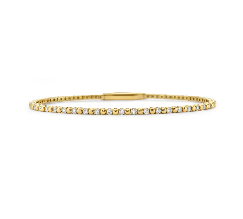 Gold + Diamond Alternating Flex Bangle