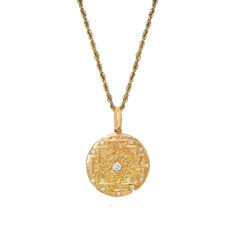 Men's LH x JA 18k Shri Yantra Coin Necklace with Diamonds