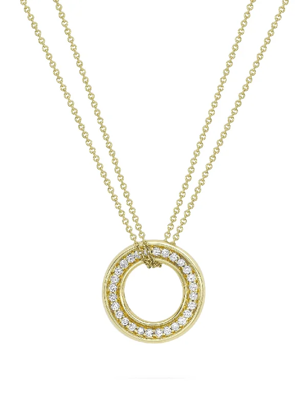 Roulette Medium Yellow Gold Diamond Pendant