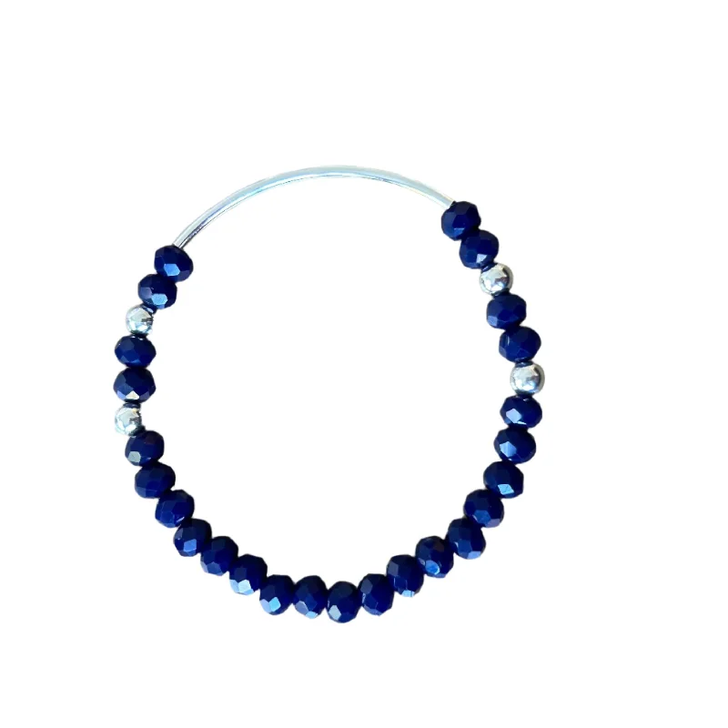 Wren Cool Navy Faceted Sterling Silver 6mm Bracelet