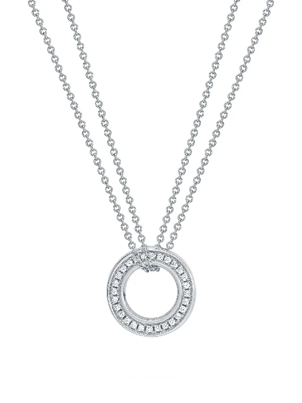 Roulette Small White Gold Diamond Pendant