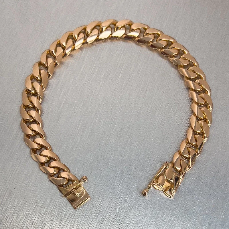 18k Rose Gold Cuban Curb Link Box Clasp Bracelet 7.25" 39.8g 8.50mm