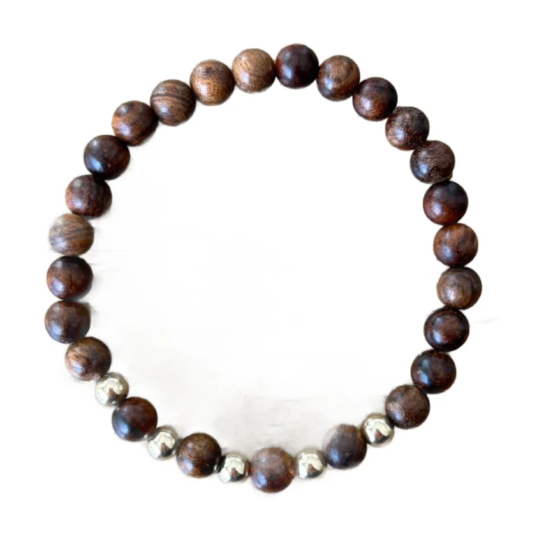 Kenley 14kt Gold Filled Cocoa Brown Wood 6mm Bracelet