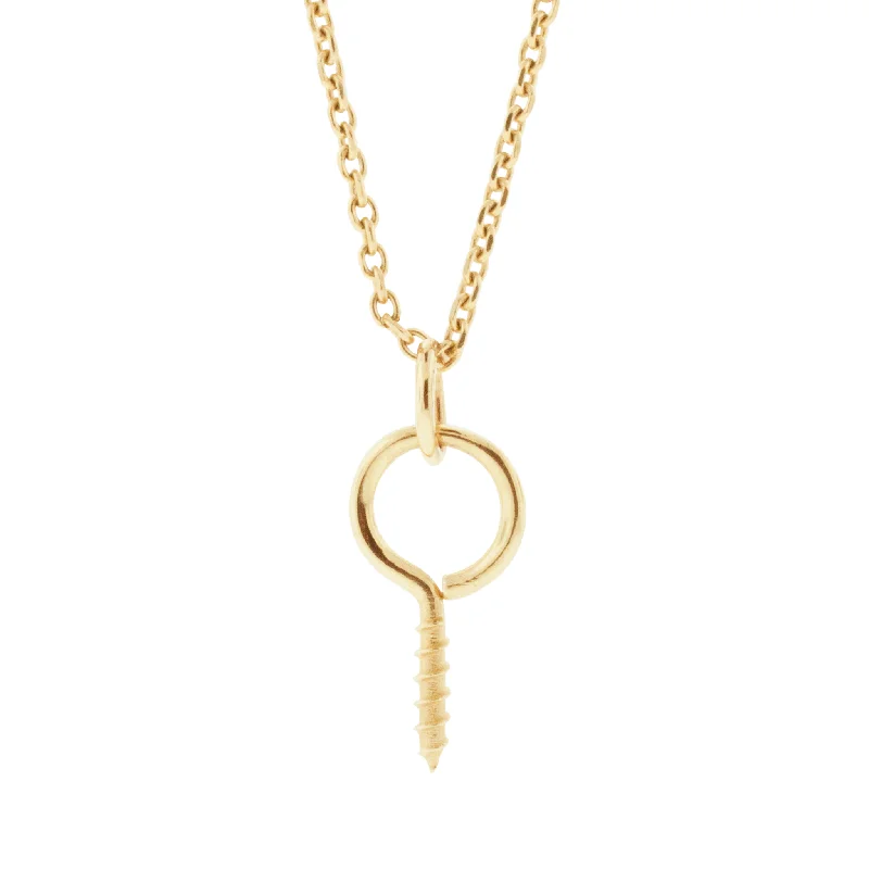 Small Gold Hook Eye Screw Pendant Necklace