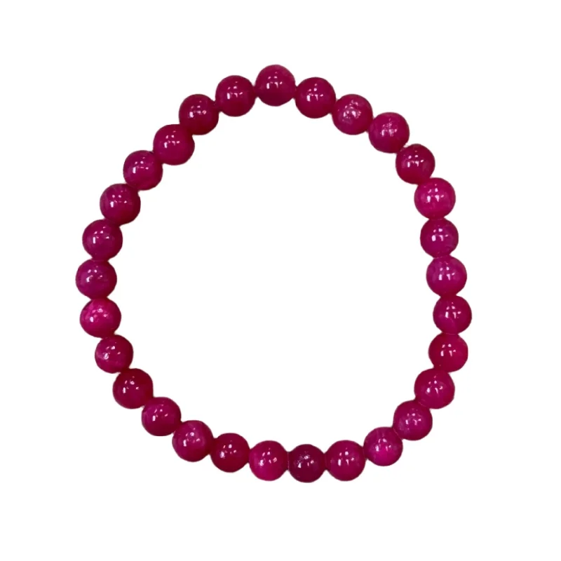 Fucshia Mountain Jade 6mm Bracelet