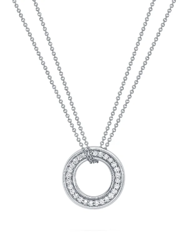 Roulette Medium White Gold Diamond Pendant