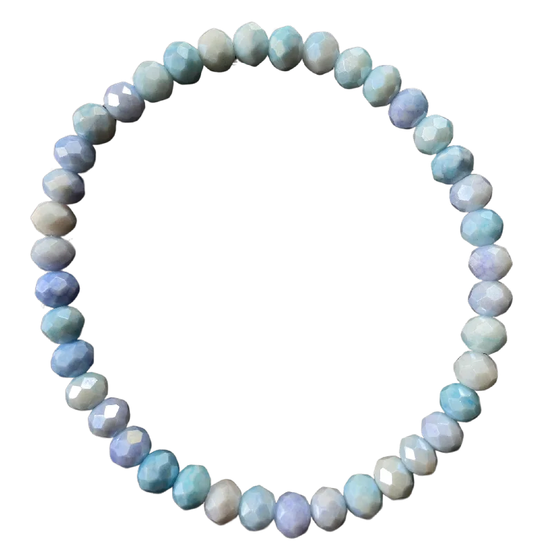 Powder Blue Mix AB Faceted Rondelle 6mm Bracelet