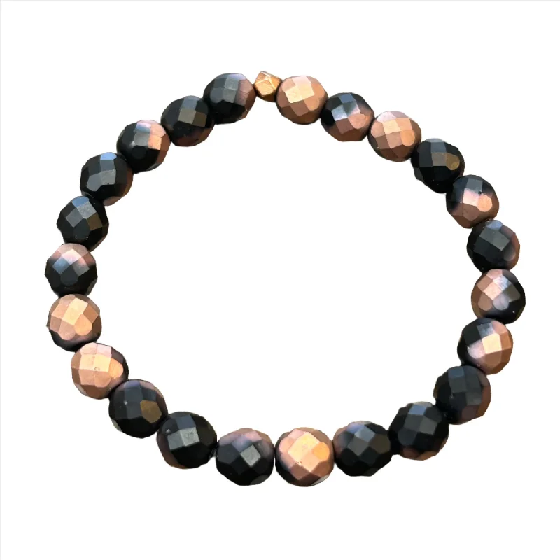 Matte Black Copper Faceted 8mm Bracelet