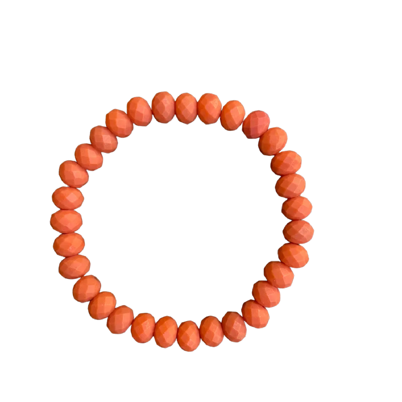 Matte #24 Orange Faceted Rondelle 8mm Bracelet