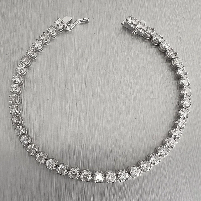 14k White Gold Diamond 42 Stone Tennis Bracelet 5.46ctw G VS2-SI1 7.25"