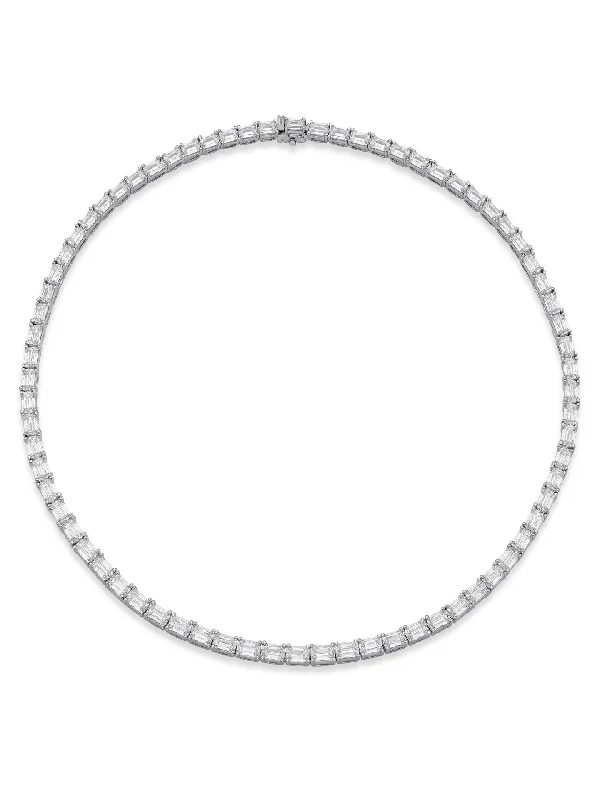 Classic Ashoka Diamond White Gold Necklace