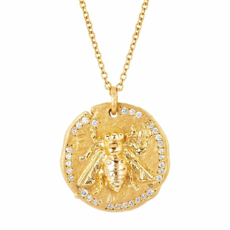 18k Sacred Honey Bee Coin Necklace