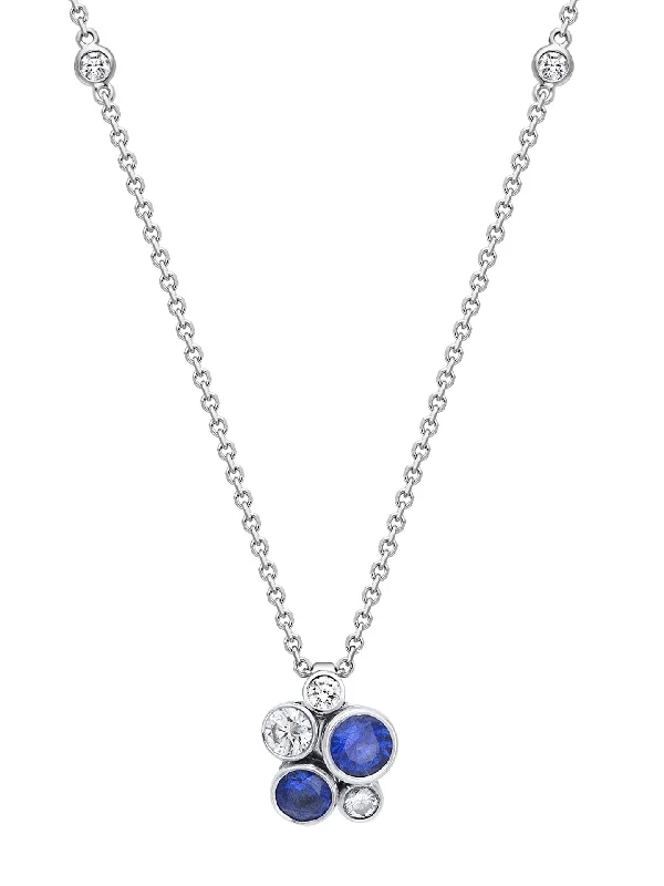 Raindance Sapphire Platinum Cluster Pendant