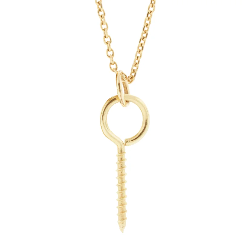 Large Gold Hook Eye Screw Pendant Necklace