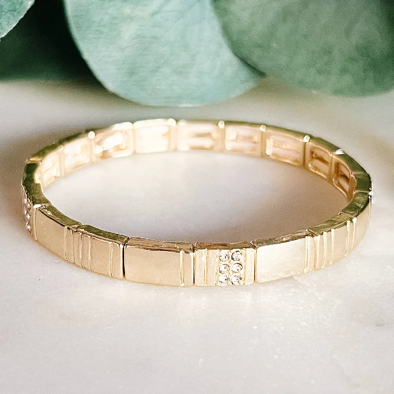 Gold Pave Chunky Tile Bracelet