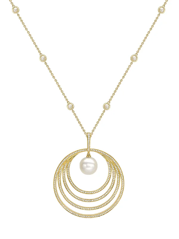 Roulette Pearl Diamond Yellow Gold Pendant