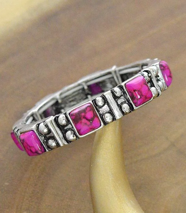 Hot Pink & Silver Stretch Bracelet