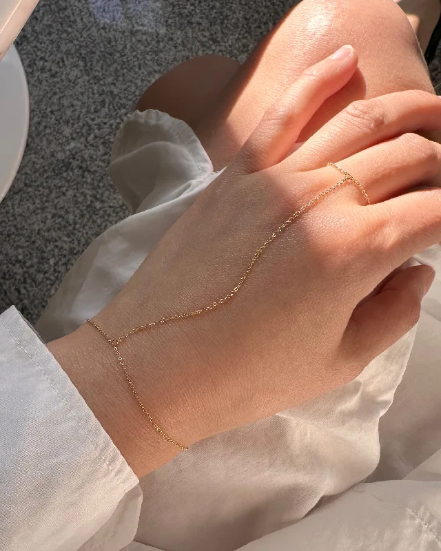 14k Solid Gold Hand Chain Bracelets