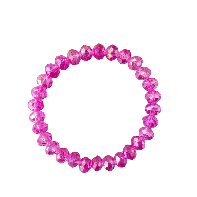 Translucent Barbie Pink AB Faceted Rondelle 8mm Bracelet