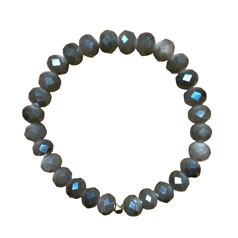 Blue Grey AB Faceted Rondelle 8mm Bracelet