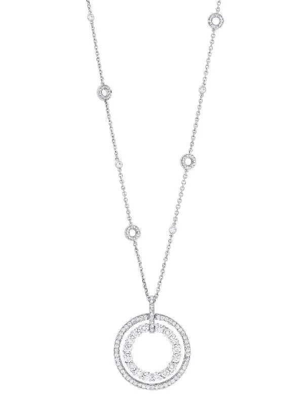 Roulette Large White Gold Diamond Pendant