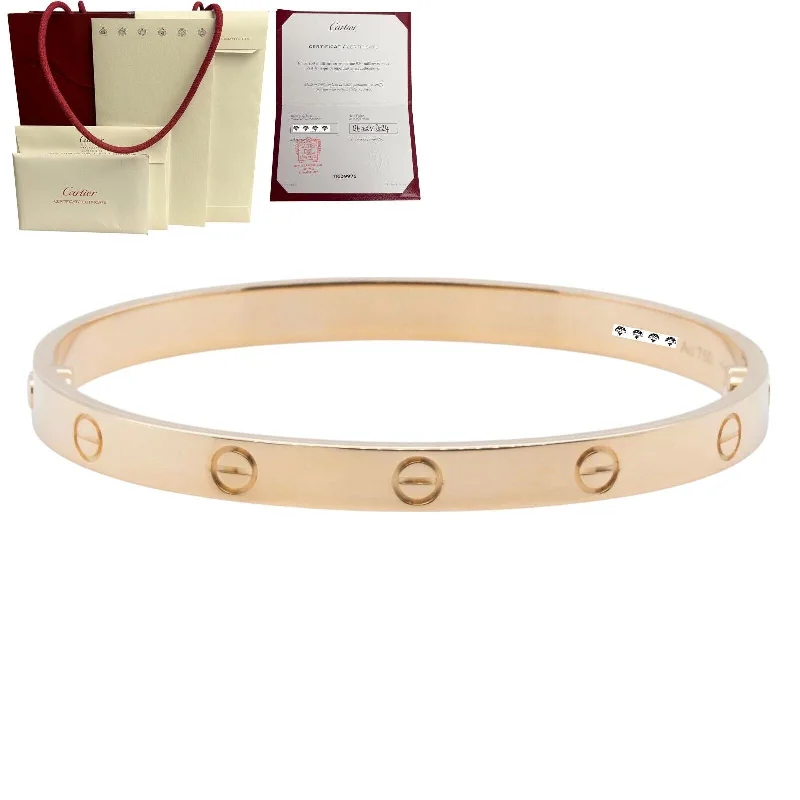 2024 NEW STYLE Cartier Love 18k Yellow Gold Bangle Bracelet Size 19 BAG BOX CERT