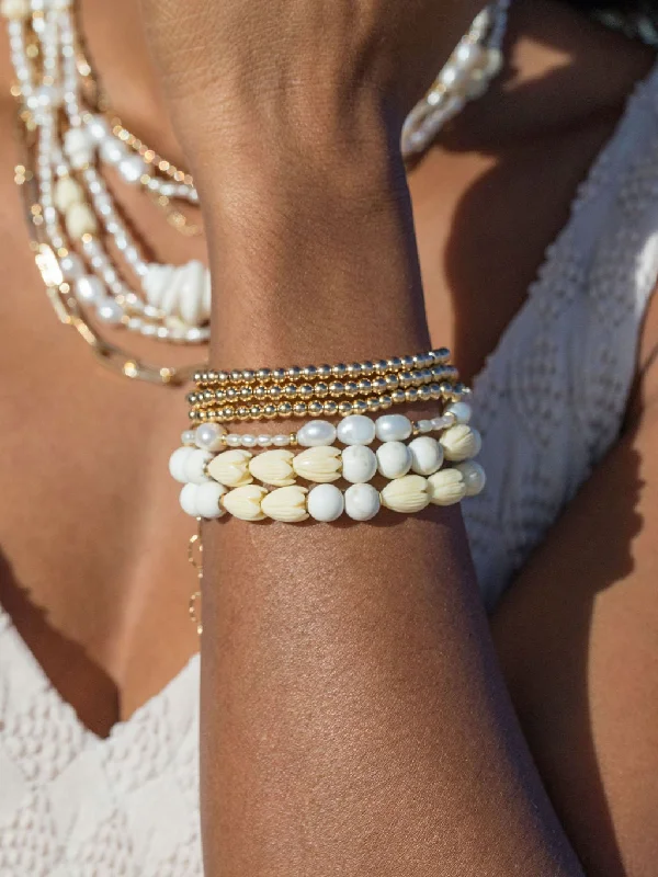 White Turquoise Pikake Flower Bead Bracelet - Hakumele