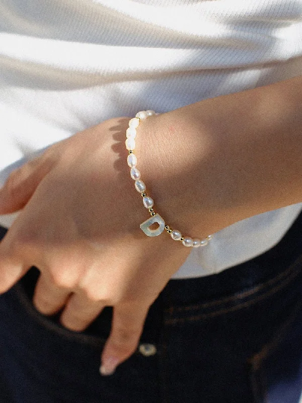 Pearl and Mother-of-Pearl Letter Bracelet