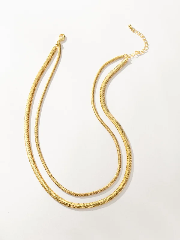 Layered Flat Snake Chain Necklace