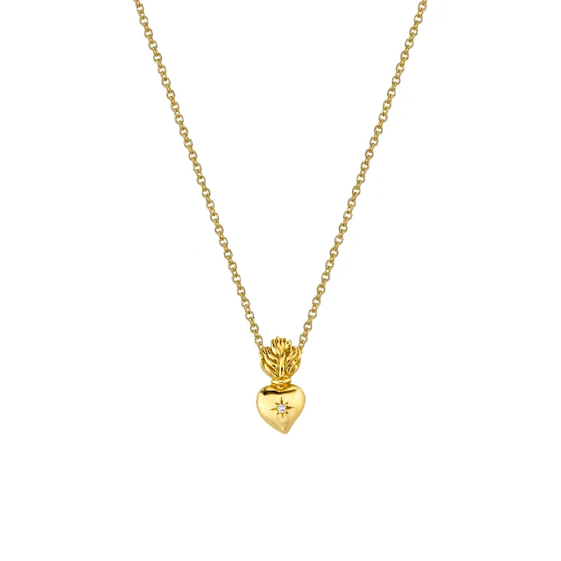 Burning Heart Star Set Diamond Necklace