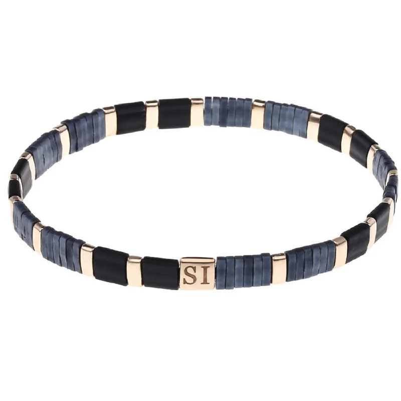 Victoria Dark Blues and Gold Tile Bracelet