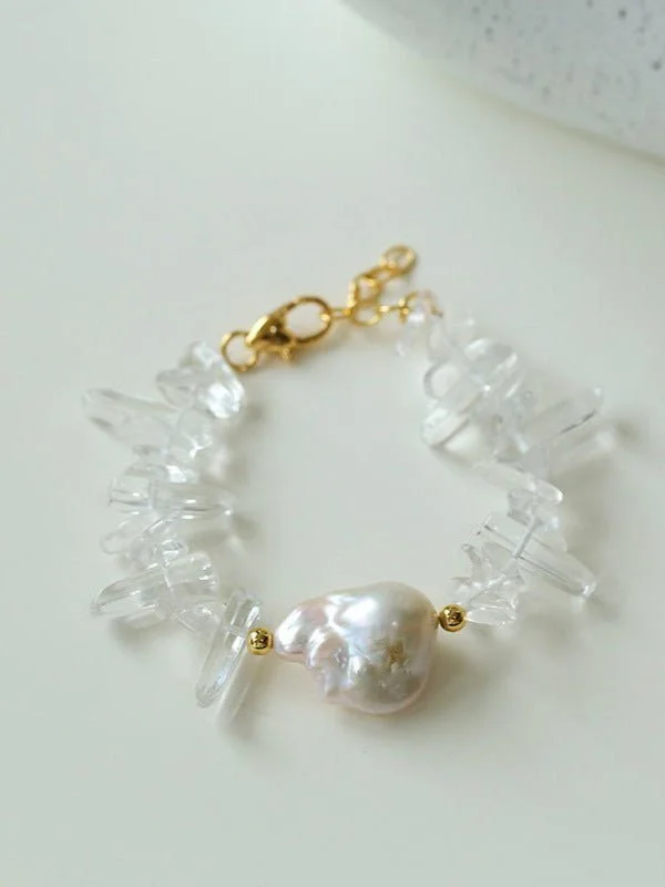 Irregular Crystal Baroque Pearl Bracelet