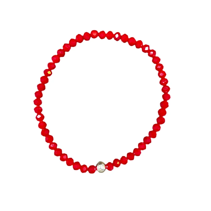 Scarlet Poppy Faceted Rondelle 4mm Bracelet