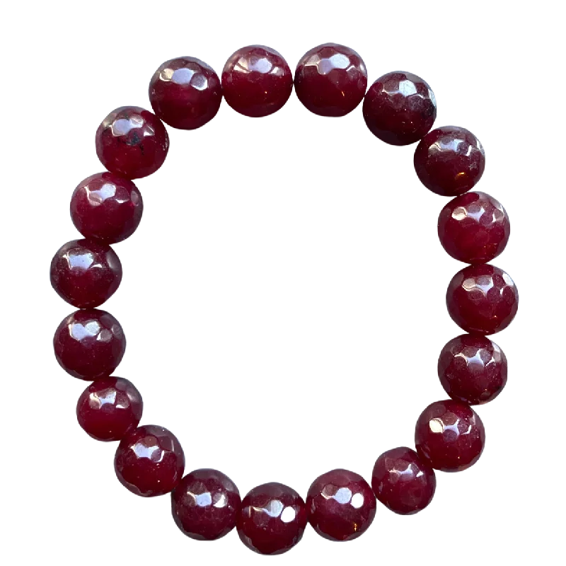 Burgundy Faceted Jade 10mm Bracelet