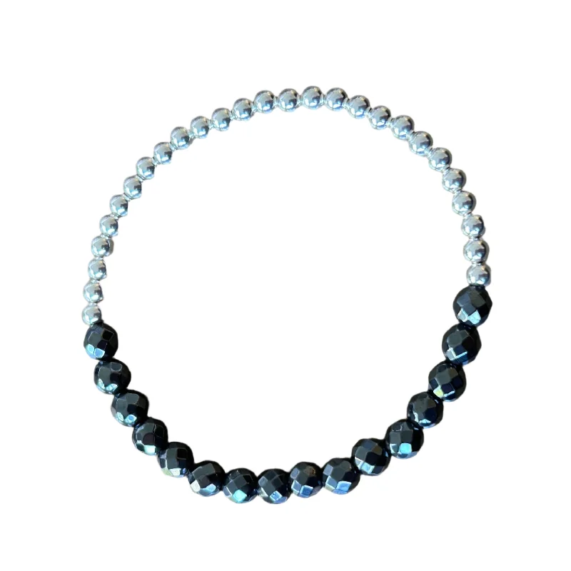 Quinn Faceted Hematite Sterling Bracelet