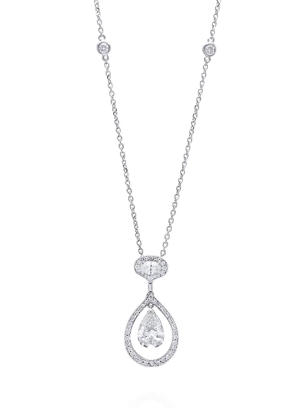 Vintage Palace Pear Diamond Platinum Pendant