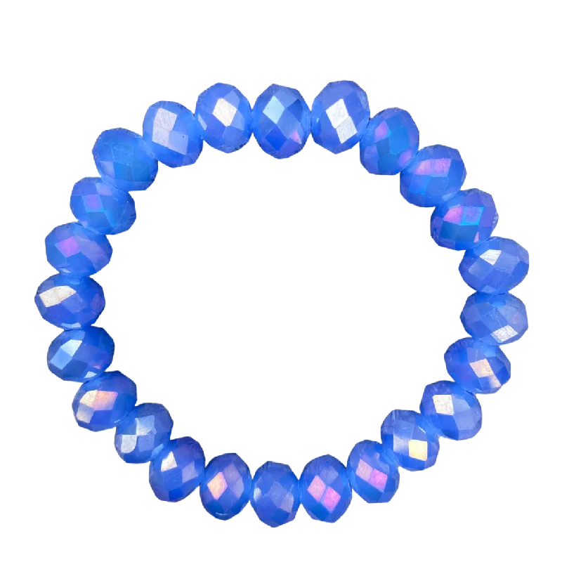 Dark Blue Calcedony AB Faceted Rondelle 10mm Bracelet