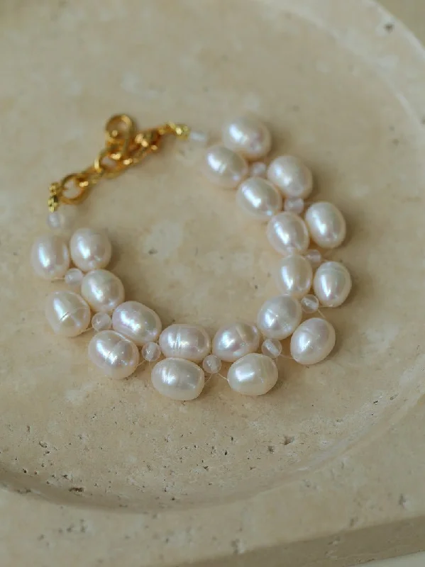 Double Layer Braided Freshwater Pearl Bracelet