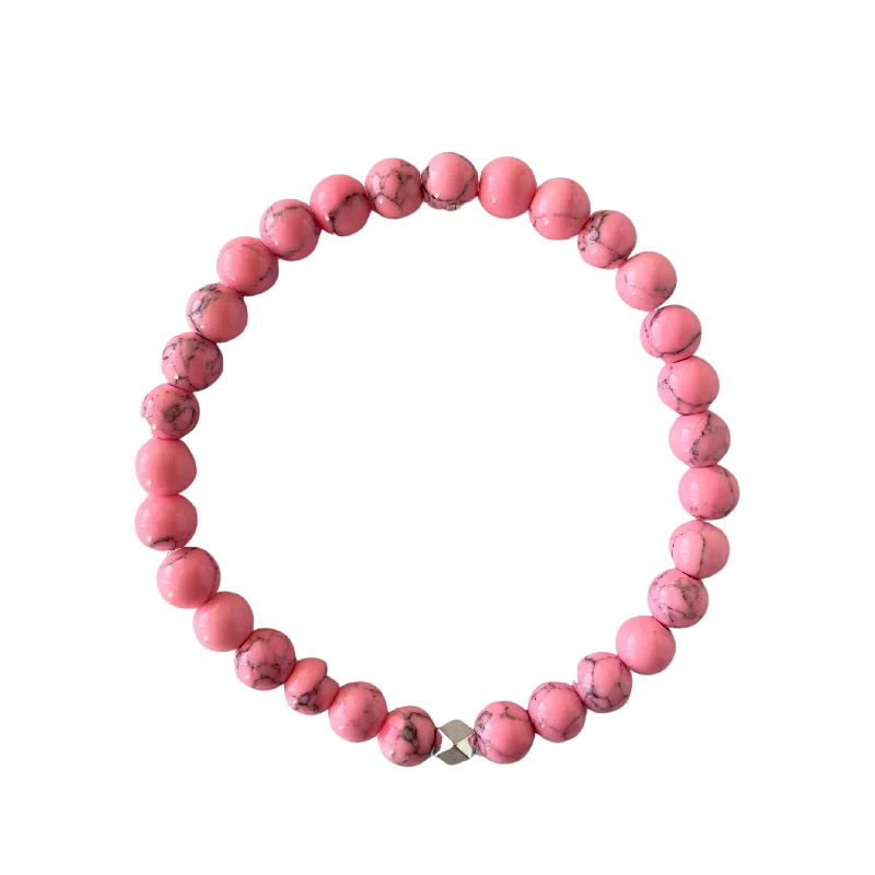 Neon Pink Magnesite 6mm Bracelet